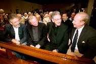 Gerry Adams, Sein Fein;Bishop Donal McKeown; Rev. Trevor Shields; Sir Reg Empy, UUP. 